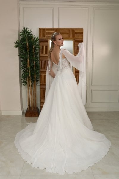 DOVE - DRAPE YAKA DETAYLI HELEN FORM GELİNLİK