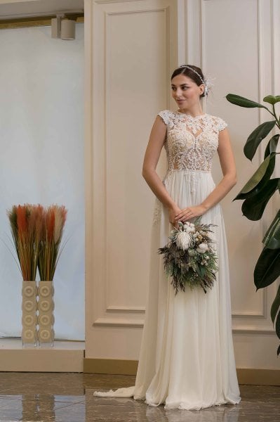 PEARL - BİSİKLET YAKA HELEN GELİNLİK