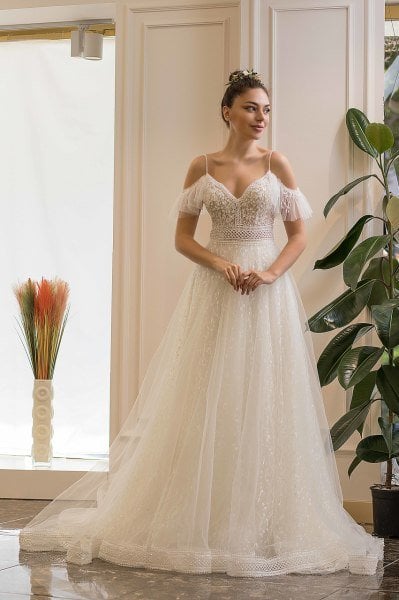 LİKHA - ROMANTİK KOLLU HELEN GELİNLİK