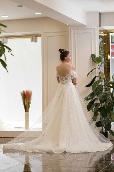 LİKHA - ROMANTİK KOLLU HELEN GELİNLİK