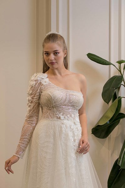 PERLA - TEK KOL HELEN FORM GELİNLİK