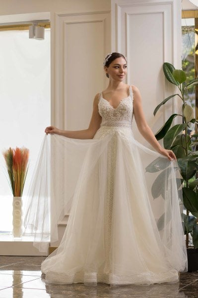 QUERENDA - SARKAÇ ASKILI HELEN FORM GELİNLİK
