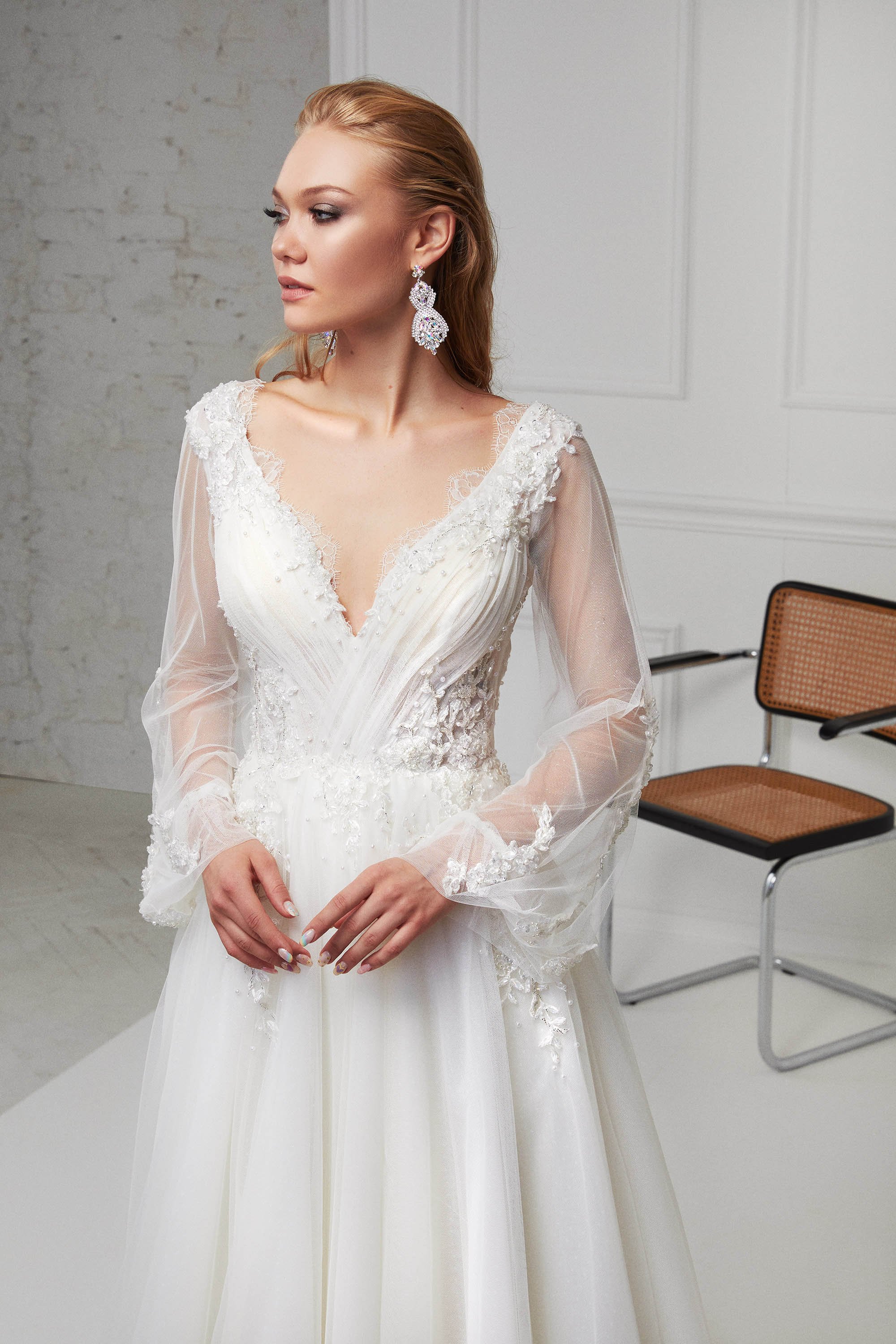 CRISTAL - UZUN KOLLU TASARIM HELEN GELİNLİK