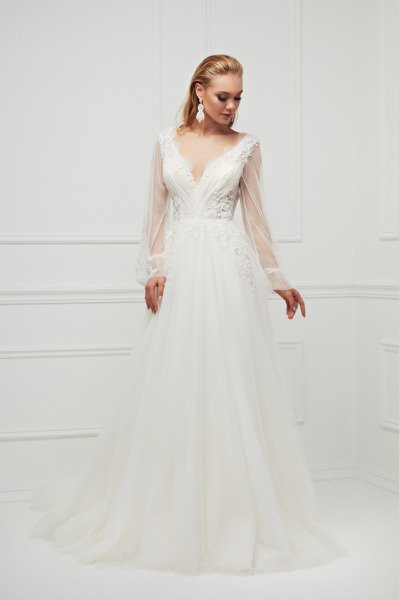 CRISTAL - UZUN KOLLU TASARIM HELEN GELİNLİK