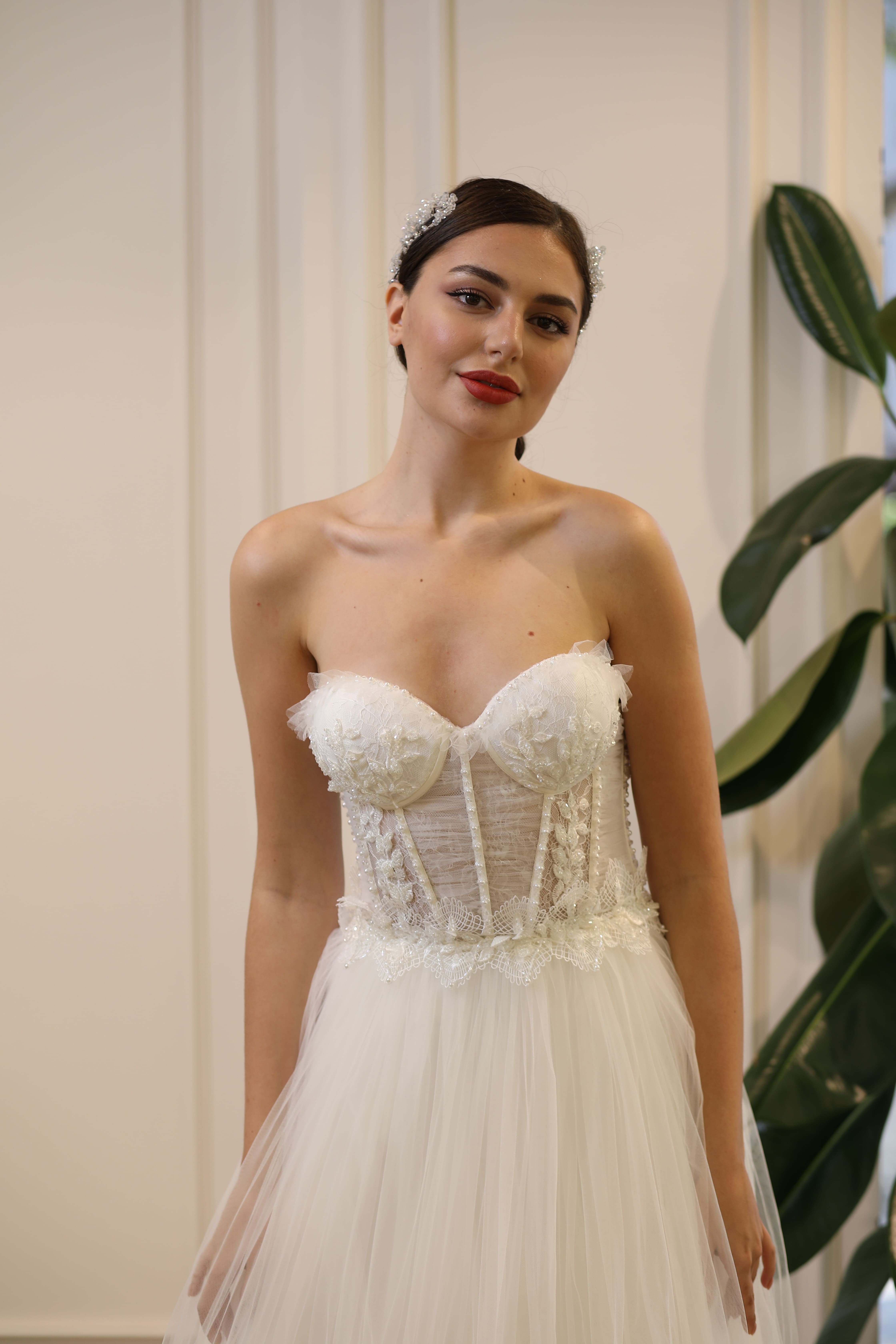 AÇELYA - DRAPE DETAYLI HELEN GELİNLİK