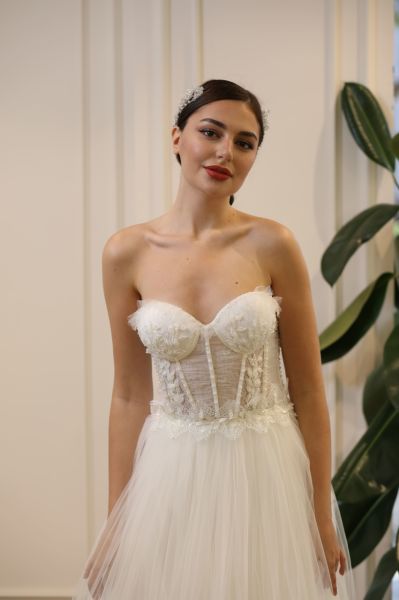 AÇELYA - DRAPE DETAYLI HELEN GELİNLİK